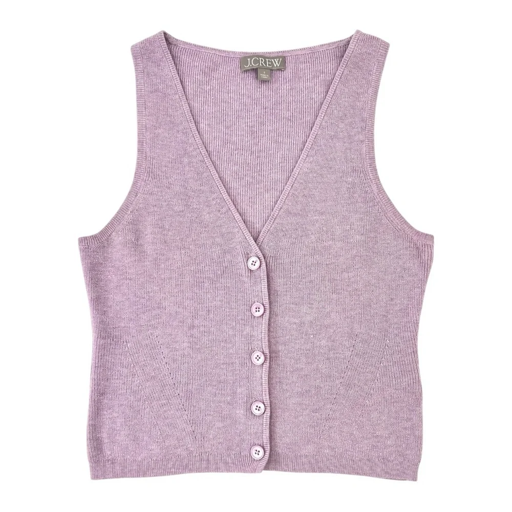 J.Crew Silk & Cashmere Lavender Purple Sleeveless Button Up Sweater Vest Top
